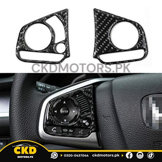 Honda Civic X Carbon Fiber Steering Multimedia Trims 2016-2021