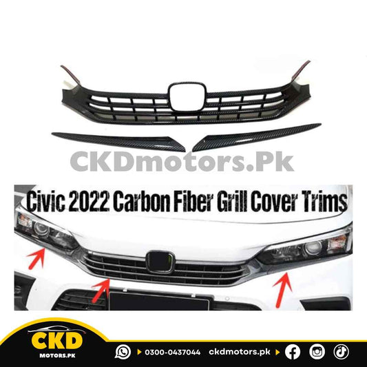 Honda Civic Xi 2022-2024 Carbon Fiber Front Grill Trims