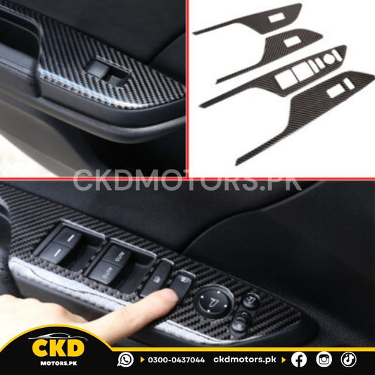 Honda Civic X Carbon Fiber Doors Window Trims Switch Buttons