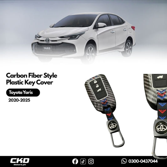 Carbon Fiber Style Plastic Key Cover for Toyota Yaris 2020-2025