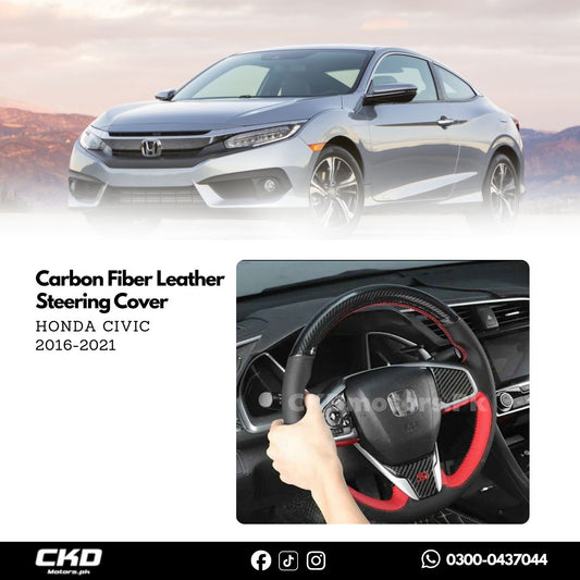Honda Civic X 2016-21 Type R Carbon Fiber Leather Steering Cover