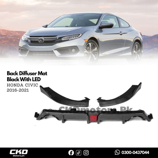 Honda Civic Back Diffuser Mat Black With LED | 2016-21