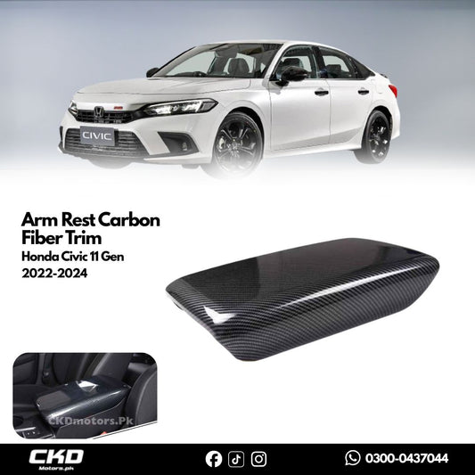 Honda Civic 11 Gen Arm Rest Carbon Fiber Trim | 2022-24