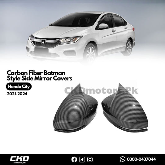 Honda City 2021-24 Carbon Fiber Batman Style Side Mirror Covers