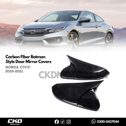 Honda Civic X 2016-2021 Carbon Fiber Batman Style Door Mirror Covers