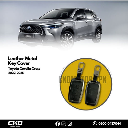 Leather Metal Key Cover For Toyota Cross 2023-2025