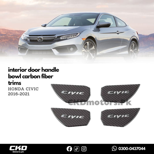 Honda Civic X Inner Door Handle Bowl Carbon Fiber Trims | 2016-21