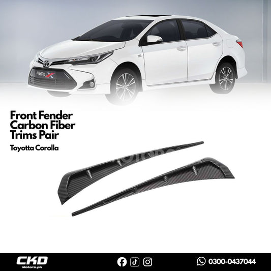 Universal Front Fender Carbon Fiber Trims Pair