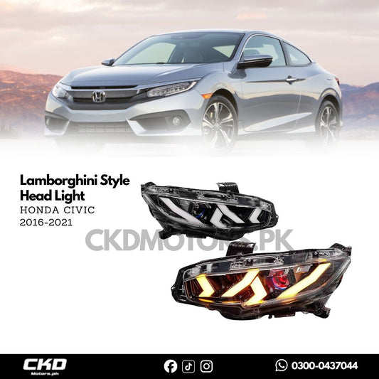 Honda Civic X Lamborghini Style Head Light | 2016-21