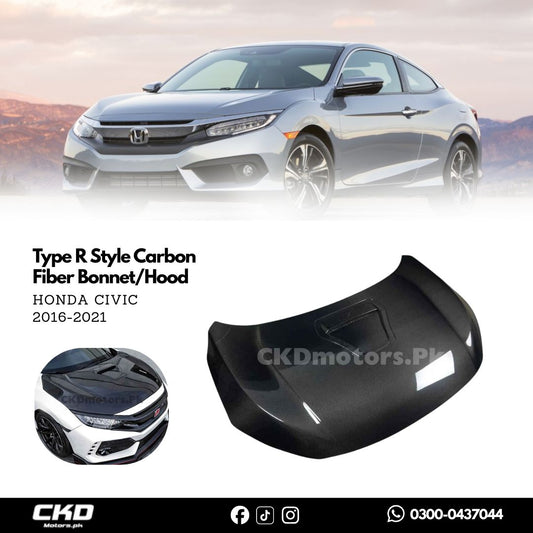 Honda Civic X 2016-2021 Type R Style Carbon Fiber Bonnet/Hood