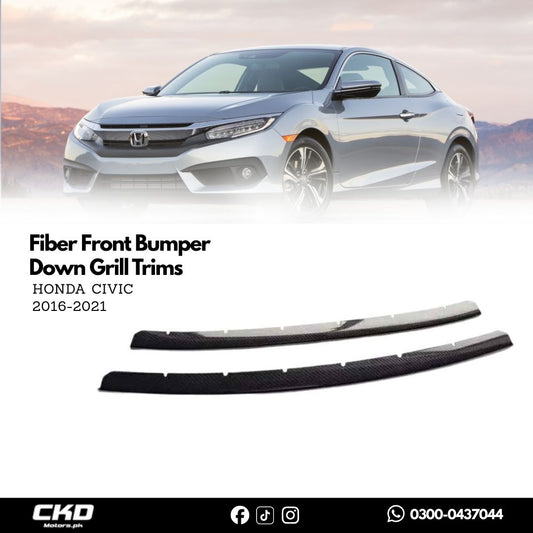 Honda Civic X 2016-21 Carbon Fiber Front Bumper Down Grill Trims