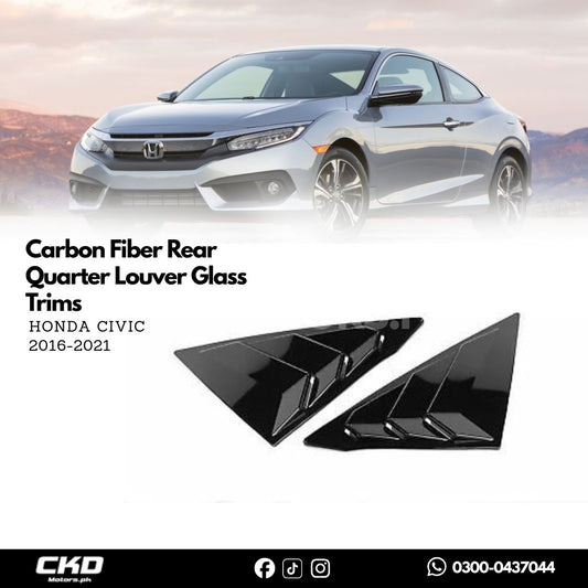 Honda Civic X 2016-21 Carbon Fiber Rear Quarter Louver Glass Trims