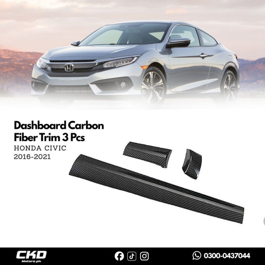 Honda Civic X Dashboard Carbon Fiber Trim 3 Pcs | 2016-21