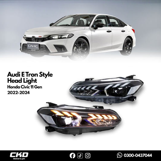 Honda Civic 11 Gen Audi E Tron Style Head Light | 2022-24