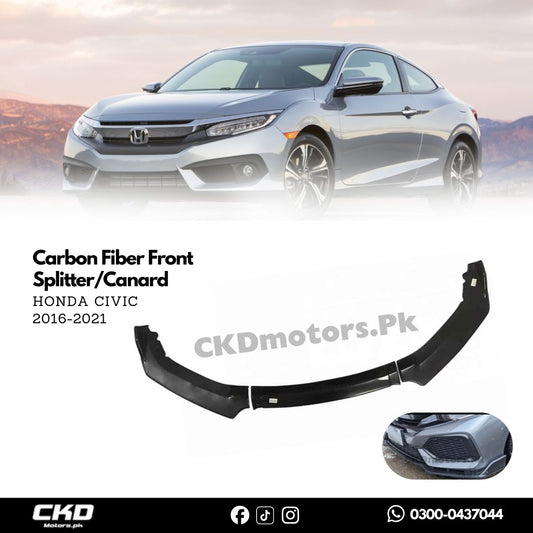 Honda Civic X 2016-2021 Carbon Fiber Front Splitter/Canard
