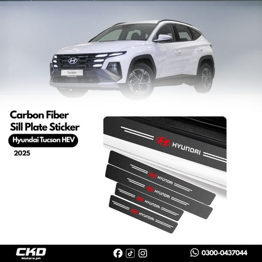 Carbon Fiber Sill Plate Sticker For Hyundai Tucson HEV 2025 – 4PCS Premium Door Entry Protection
