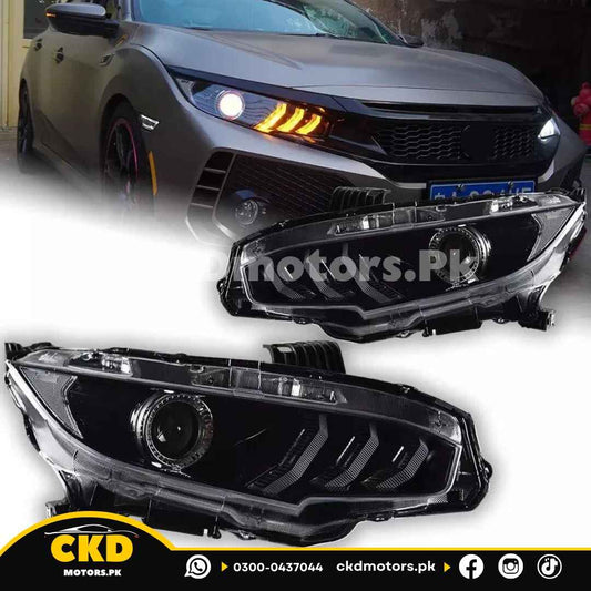 Honda Civic X Mustang Style Head Lights | 2016-2021