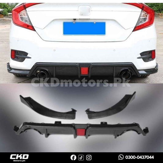 Honda Civic X 2016-2021 Carbon Fiber Back Diffuser 3 pcs