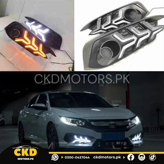 Honda Civic x Fog Lamp DRL Cover V3 Mustang Style