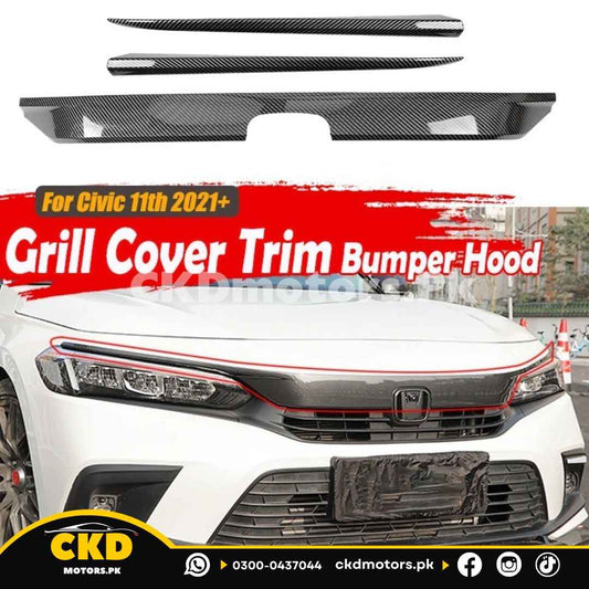 Honda Civic 11 Gen Carbon Fiber Front Grill Trims | 2022-24