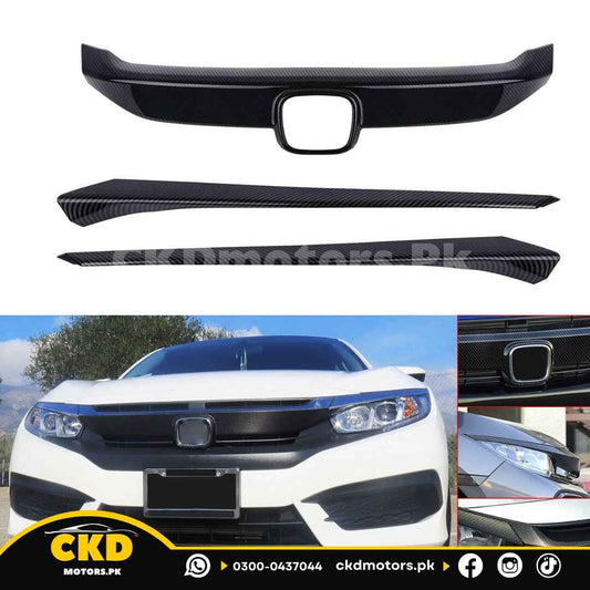 Honda Civic X 2016-2021 Carbon Fiber Grill Trim