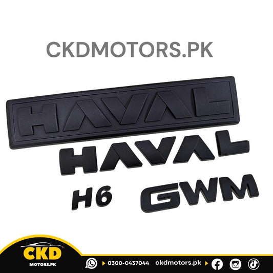 Haval H6 Matte Black Monogram Emblem Logo– Premium Car Badge for a Sporty Look