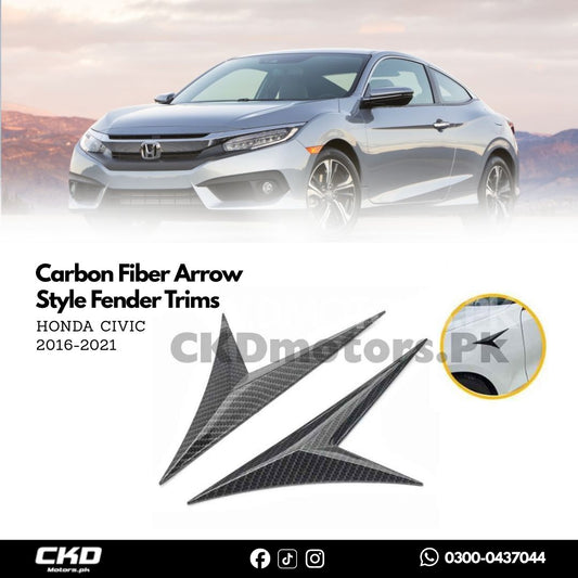Honda Civic X 2016-21 Carbon Fiber Arrow Style Fender Trims