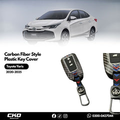 Carbon Fiber Style Plastic Key Cover for Toyota Yaris 2020-2025