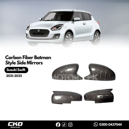 Suzuki Swift 2022-24 Carbon Fiber Batman Style Side Mirrors Covers