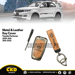 Metal & Genuine Leather Key Cover for Toyota Fortuner 2012-2015