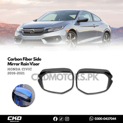 Honda Civic X 2016-21 Carbon Fiber Side Mirror Rain Visor