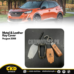 Metal & Genuine Leather Key Cover For Peugeot 2008