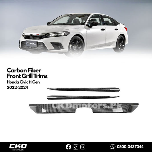 Honda Civic 11 Gen Carbon Fiber Front Grill Trims | 2022-24