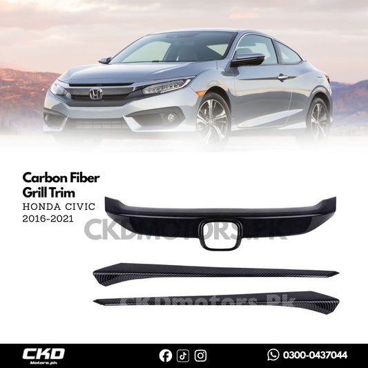 Honda Civic X 2016-2021 Carbon Fiber Grill Trim