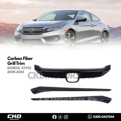Honda Civic X 2016-2021 Carbon Fiber Grill Trim