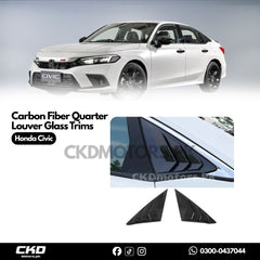 Honda Civic 2022-24 Carbon Fiber Quarter Louver Glass Trims