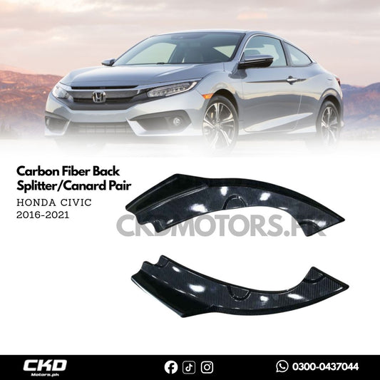 Honda Civic X 2016-21 Carbon Fiber Back Splitter/Canard Pair