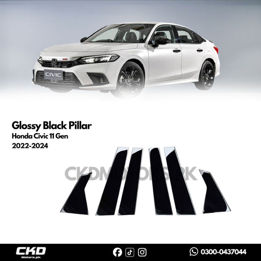 Honda Civic 11 Gen Glossy Black Pillar | 2022-24