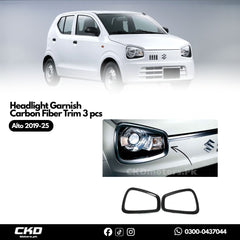 Suzuki Alto 2019-24 Headlight Garnish Carbon Fiber Trim 3 pcs