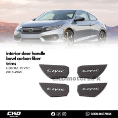Honda Civic X Inner Door Handle Bowl Carbon Fiber Trims | 2016-21