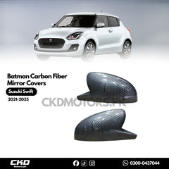 Batman Carbon Fiber Mirror Covers for New Suzuki Swift – Aggressive Sporty Look