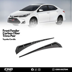 Universal Front Fender Carbon Fiber Trims Pair