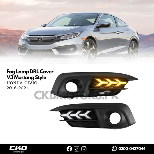 Honda Civic x Fog Lamp DRL Cover V3 Mustang Style