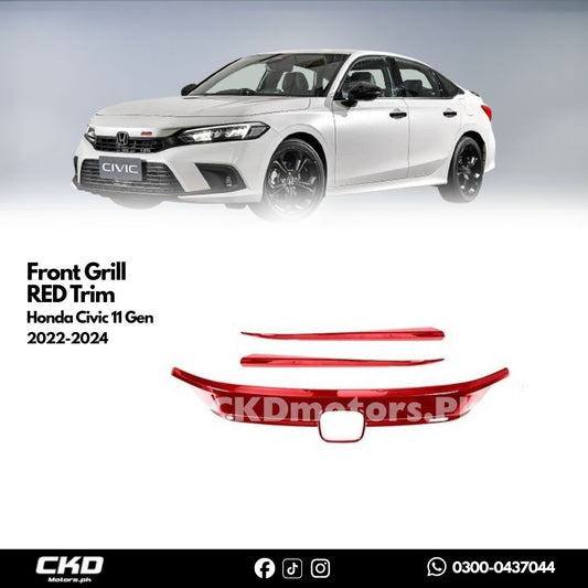 Honda Civic 11 Gen Front Grill RED Trim | 2022-24