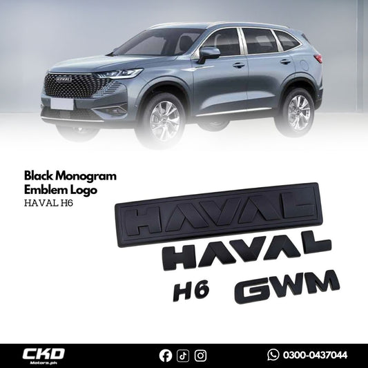 Haval H6 Matte Black Monogram Emblem Logo– Premium Car Badge for a Sporty Look
