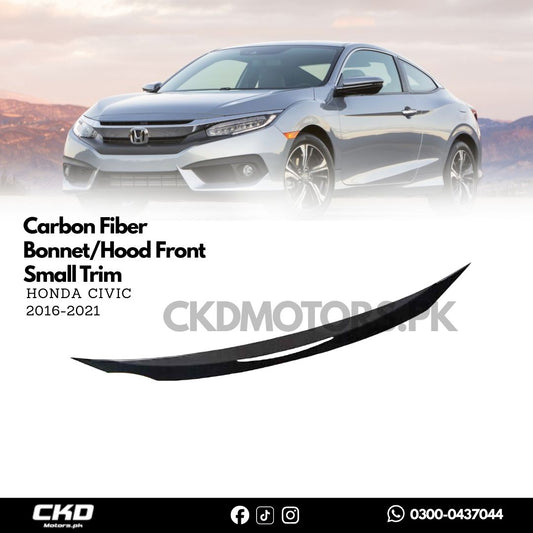 Honda Civic X 2016-21 Carbon Fiber Bonnet/Hood Front Small Trim