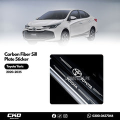 Carbon Fiber Sill Plate Sticker for Toyota Yaris 2020–2025