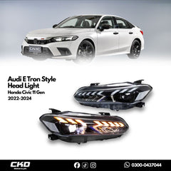 Honda Civic 11 Gen Audi E Tron Style Head Light | 2022-24