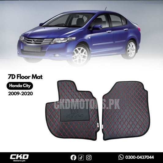 7D Floor Mats  for Honda City 2009-2020 (RED TEXTURE)