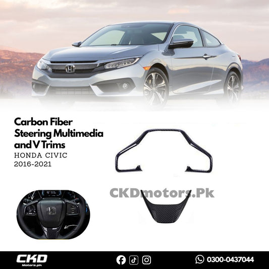 Honda Civic X Carbon Fiber Steering Multimedia and V Trims | 2016-21